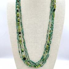 Vintage 90s Gold Tone Beaded Multi-Strand Necklace Women's Classic Jewelry Y2K