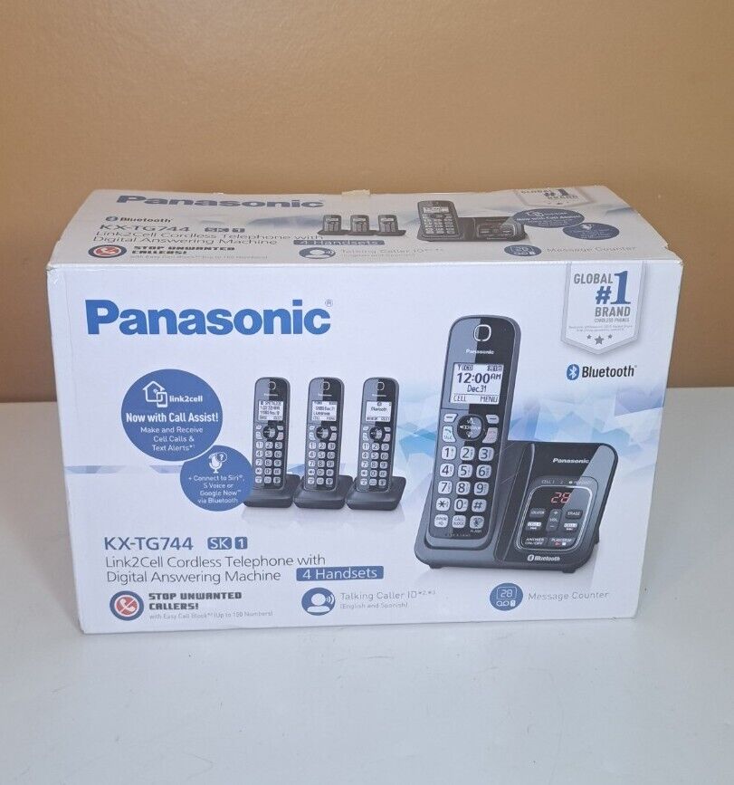 Panasonic KX-TG744 Link2Cell Bluetooth Cordless Phone 2 Handset KX-TG744 System