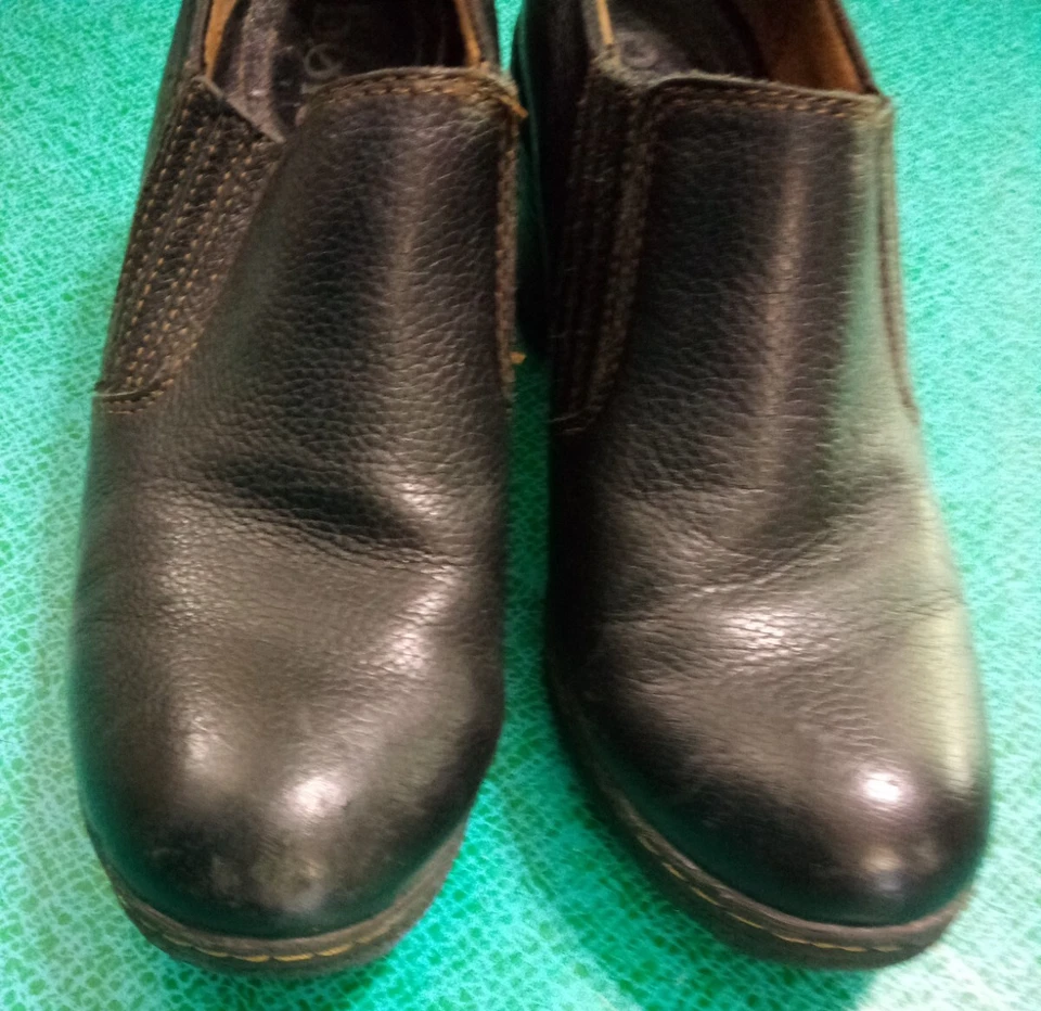 Tamancos Bolo Shoes Feminino 7.5 Casual Conforto Slip On Wedge Couro Preto - Imagem 3 de 4