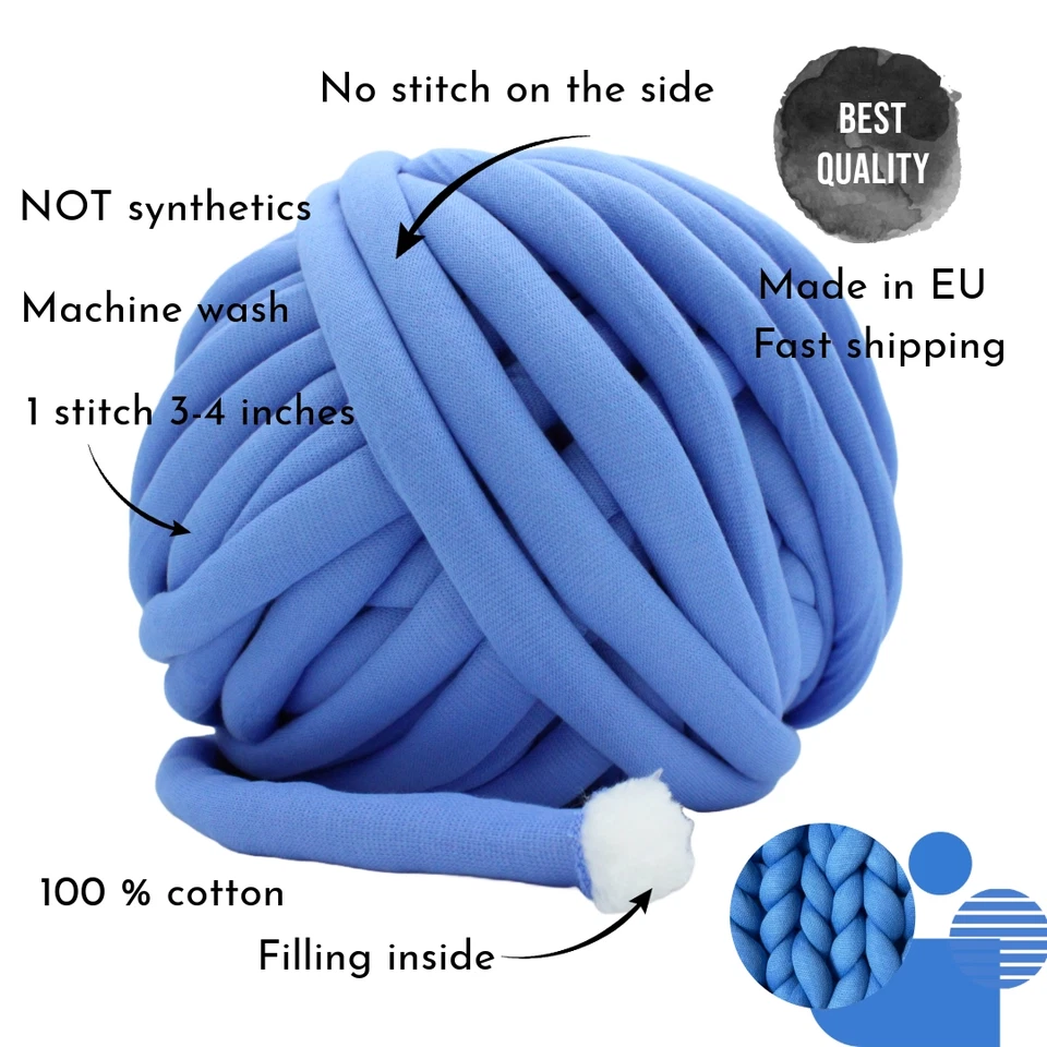 Hilo de tubo de algodón grueso de 1 libra para tejer hilo gigante súper suave hilo jumbo Foto 2 de 4