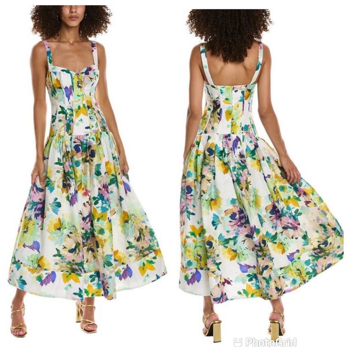 nicholas makenna linen midi dress Nicholas Makenna Linen Midi Dress Martos Floral print In White 8 New With  Tags!
