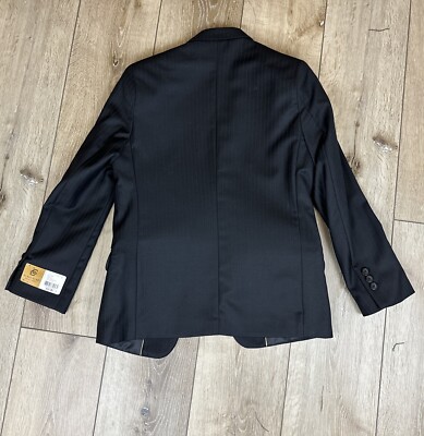 New Boys Class Club Suit Coat Jacket Black Pin Stripe Size 12