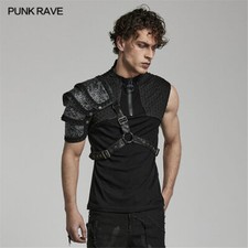 Punk Rave Man Fashion Accessory Faux Leather Goth Shoulder Armor Black Harness