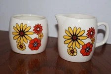 MCM Retro Open Sugar And Creamer Japan Foil Label Great Design Ceramic