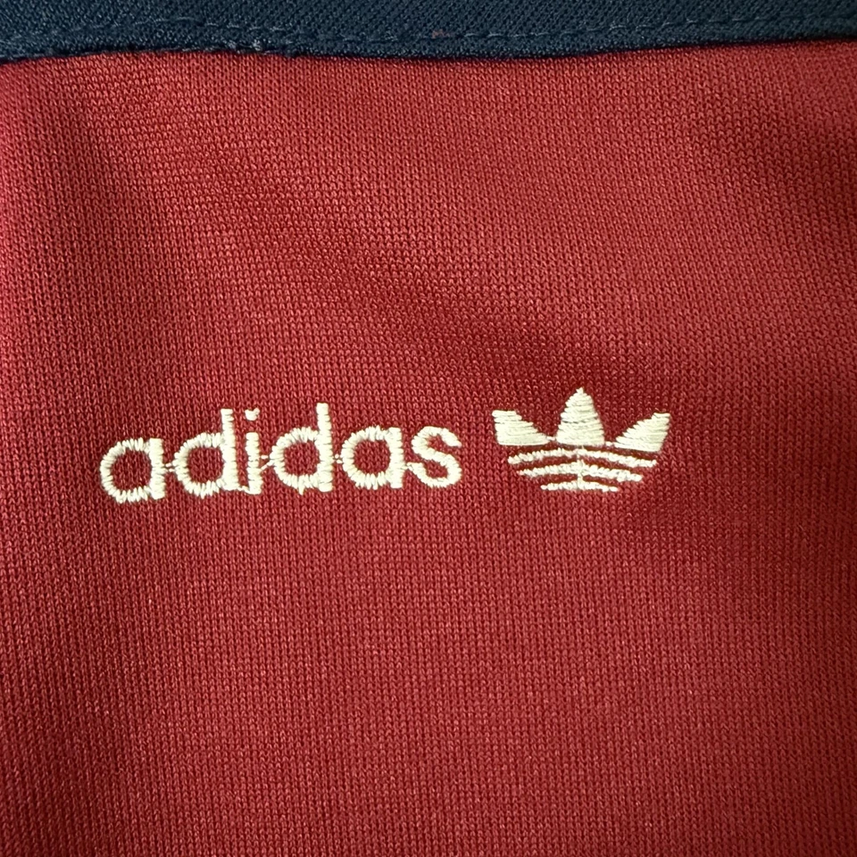 Jaqueta TRACK vintage anos 80 Adidas marrom azul LOGOTIPO TRIPLO streetwear corta-vento G - Imagem 4 de 4