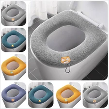 2Pack Winter Warm Toilet Seat Cover Mat Bathroom Toilet Pad Cushion with Handle