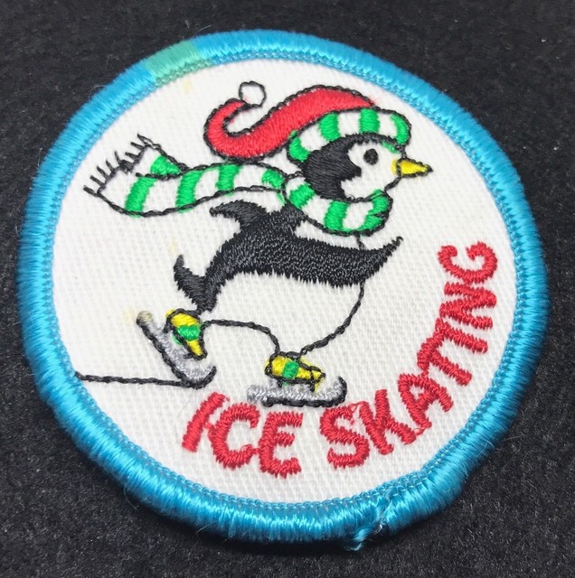 Girl Scouts Penguin Ice Skating Badge Patch Iron On eBay