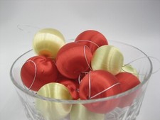 Christmas Ornaments Satin Silk Thread Christmas Ball Lot of 14 Red Gold