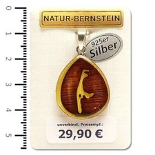 Bernstein Anhänger Sylt modern 925er Silber Naturbernstein cognac 90959