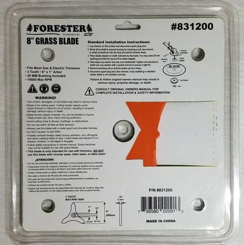 HOJA DE HIERBA DE 8", 3 dientes se adapta a muchas aplicaciones STIHL, ECHO, HUSQVARNA Y MÁS - Imagen 3 de 3
