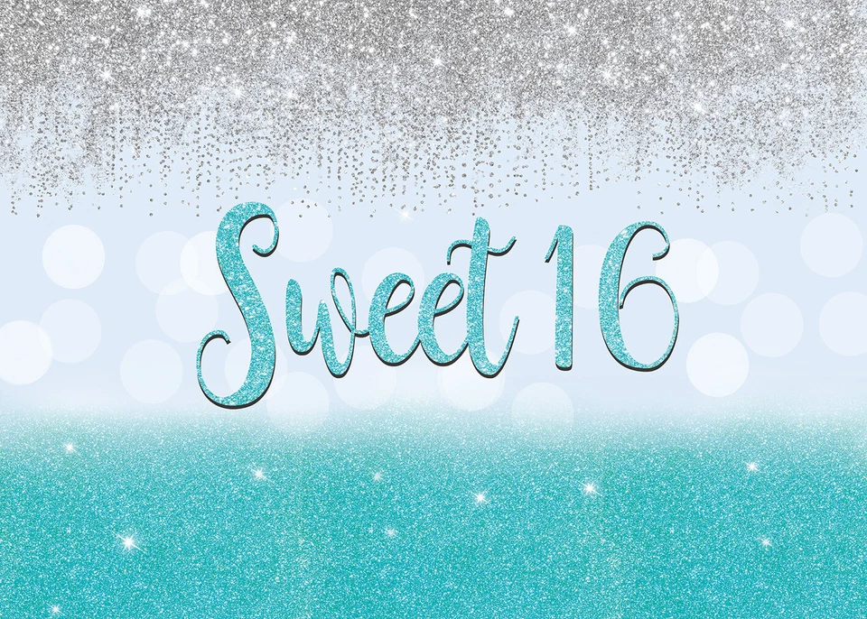 Fundo de festa de aniversário de 16 anos Sweet 16 Backdrop meninos meninas dezesseis decorações dia B - Imagem 2 de 4