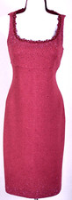 ST JOHN Womens Knit Tweed Pink Studs Crystal Beads Trim Shimmer Dress Sz 6