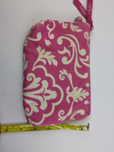 Vera Bradley Small Zipper Bag Pink White Cosmetic Jewelry Storage Classic - Picture 3 of 4