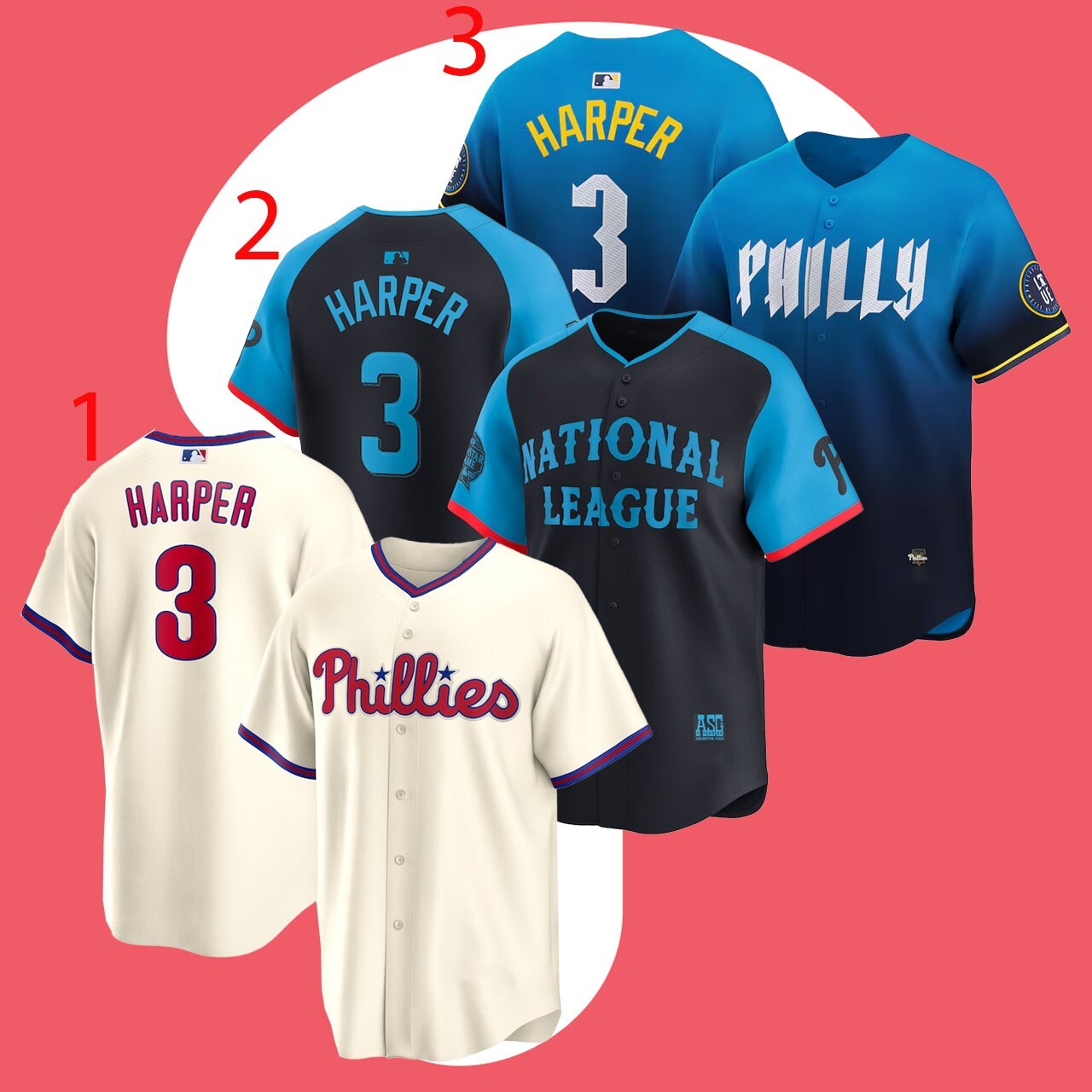 Bryce Harper Philadelphia Phillies Team Name & Number Jersey Sizes S-5XL