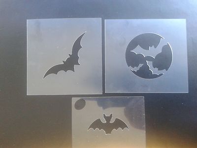 3 x verschiedene Fledermaus Gesichtsmalerei Schablonen gruselig gruselig tolles Gesicht Maler Werkzeug