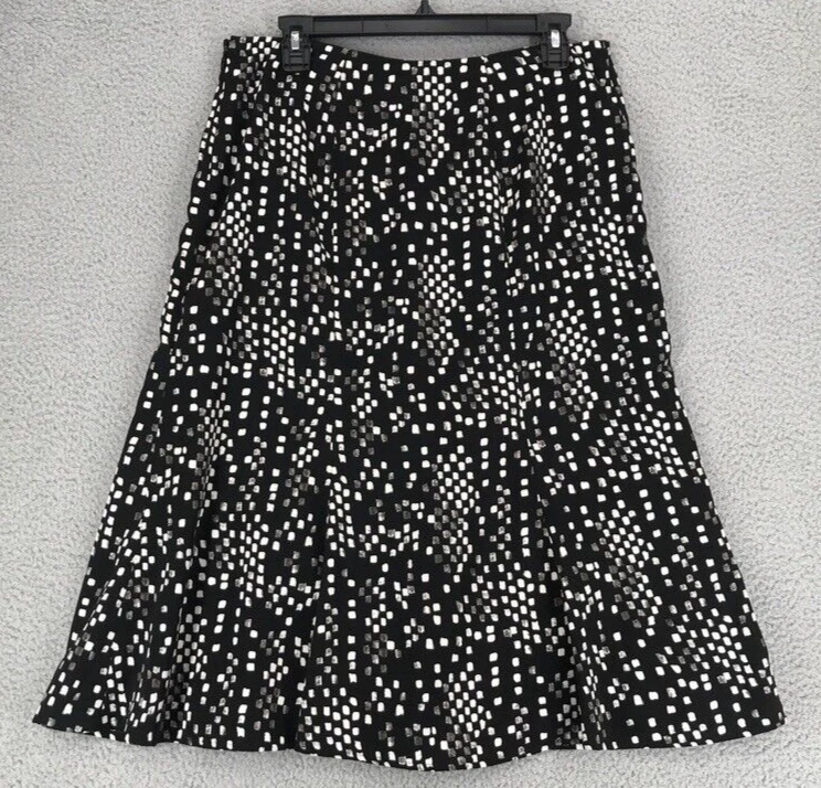 Юбка миди Jones Wear A Line размер 10 с подкладкой черно-белая геометрическая - Изображение 4 из 4