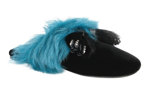 PRADA Velvet + Fur Mules Sandals Slides - 1S757H - Black - NEW - US 7 EU 37 - Picture 7 of 11