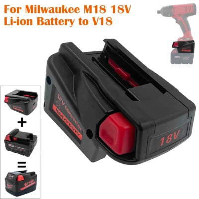 MARKENLOS Adaptador de batería para Milwaukee M18 18V Li-ion Battery a V18 Battery Converter + USB