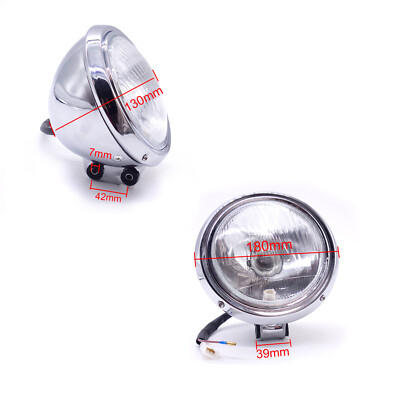 7 Inch Headlight Lamp Fit For Honda Rebel CMX250 CA250 Magna 250 750 Steed 400 600 | Chrome Housing Clear Lens 12V