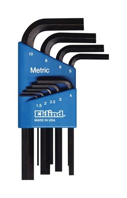 Eklind 10509 Alloy Steel Standard Metric Short Arm Hex Key Set 1.5 to 10 mm.
