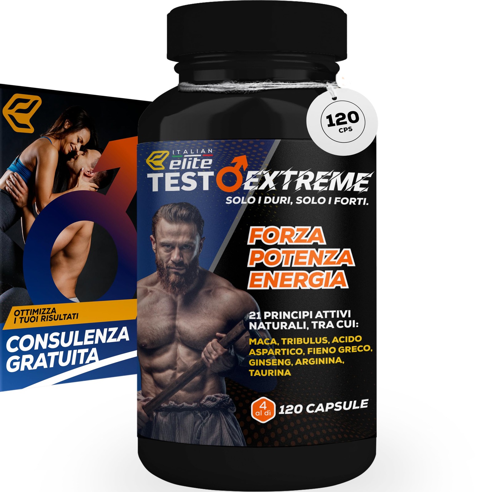 Italian Elite Testo Extreme 120 Caps | Booster Maca 8000mg e Tribulus