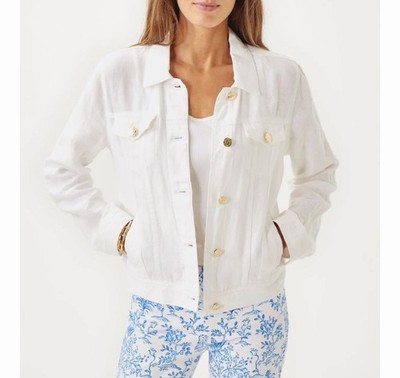 Lilly Pulitzer NWT Brixley Denim Jacket Resort White Size S/M