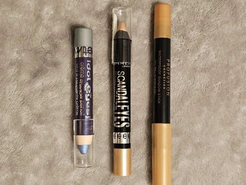 3 Eyeshadow Sticks (1)Rimmel (1)wet n wild, (1) Profusion Cosmetics Dazzle - product listing photo