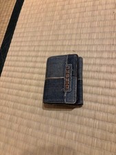 Diesel Men Denim Bifold Wallet Indigo Blue Logo Plate Vintage Luxury Modern ITA