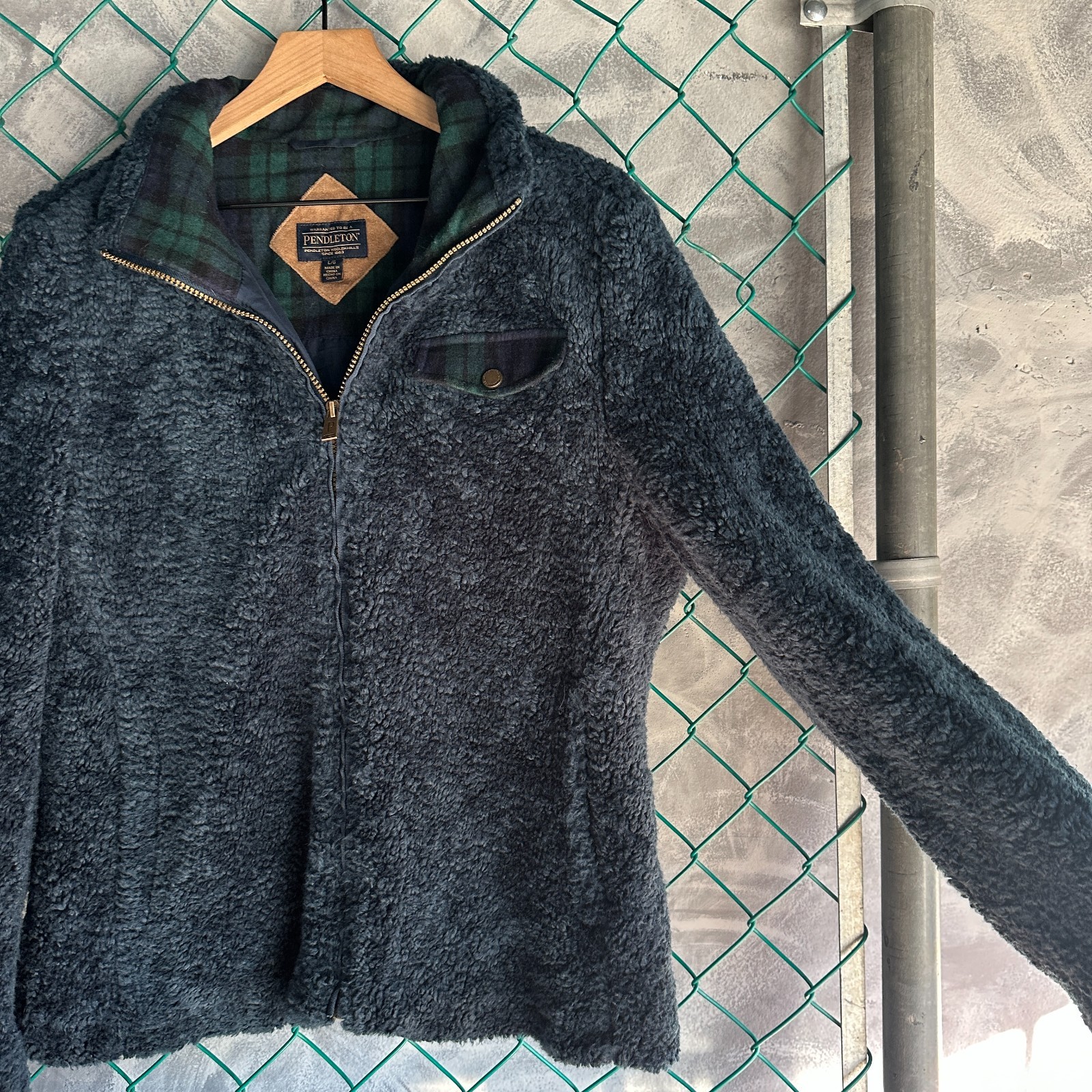 Pendleton Jacket Size L Blue Lined Pockets Teddy … - image 4