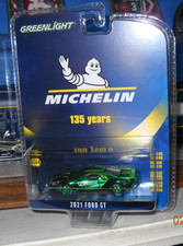 Greenlight Green Machine Chrome CHASE 2021 Ford GT 135 Years Michelin Tires 