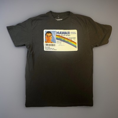 Superbad McLovin Hawaii ID Graphic T Shirt Black Large Movie Tee -631