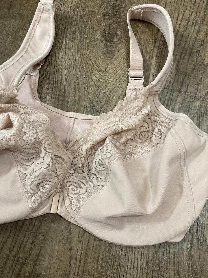 Sujetador Glamorise para mujer cierre frontal beige cobertura completa talla 38F Foto 2 de 4