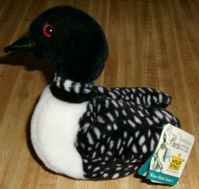 VTG '01 Wild Republic Audubon Plush Toy COMMON LOON w Sound, Tags, Works, VIDEO