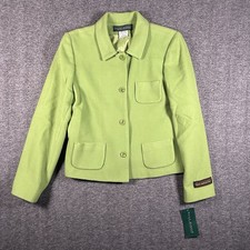 NWT Collection Harve Bernard Women  s 8 Green Wool Blend Blazer Jacket Career