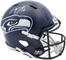 SALE! Tyler Lockett Auto Seahawks Blue Full Size Speed Replica Helmet MCS Holo