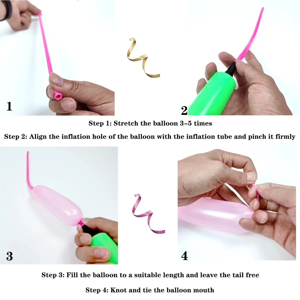 260 Globos, Globo Largo Animal Globos Giratorios para Cumpleaños Forma Animal Foto 3 de 4