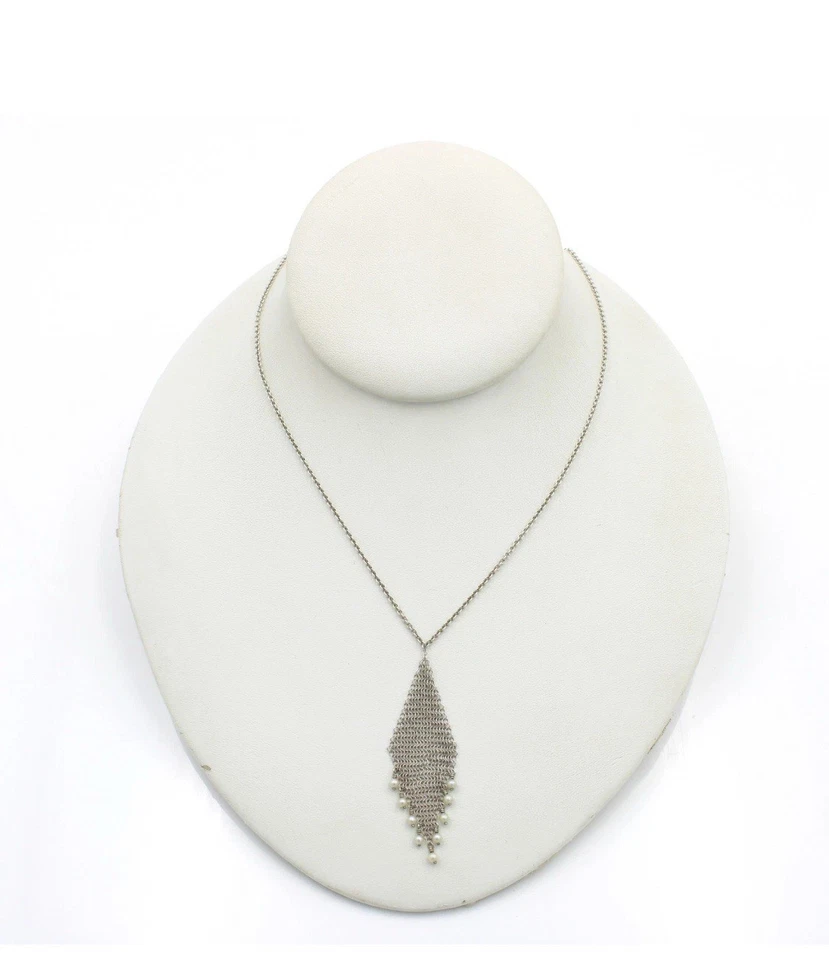 Tiffany & Co.  Elsa Peretti Mesh Fringe Pearl Necklace, Tiffany Mesh Necklace - Image 2 of 4