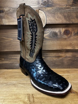 Lucchese Full Quill Ostrich Square Toe Black | eBay