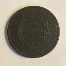 Antique 1811 Lye Forge Penny Token - Nail & Trace Manufactory - J. Forrest & Co.
