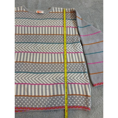 Gudrun Sjoden Women's Small Knit Sweater Gray Geometric Patterned Retro Boho - Picture 8 of 16