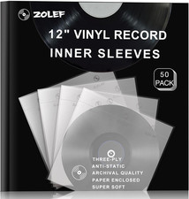 12" Vinyl Record Sleeves Inner 50 Pack, Thicker 3-Ply Anti Static Archival LP Ma