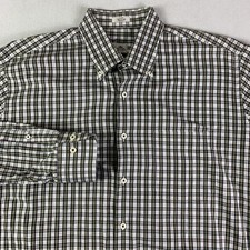 Peter Millar Men's Shirt Large Checkered Brown Plaid Button Down Long Sleeve