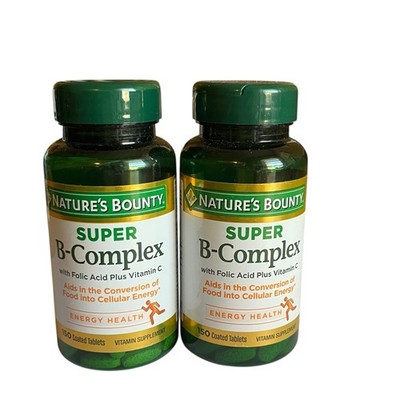 2 PACK Nature's Bounty Super B Complex w/ Vitamin C & Folic Acid, 150 Tablets