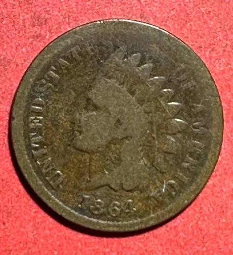 1864L US Indian Head Cent! Pointed Bust! Good Details! Old US Coin!