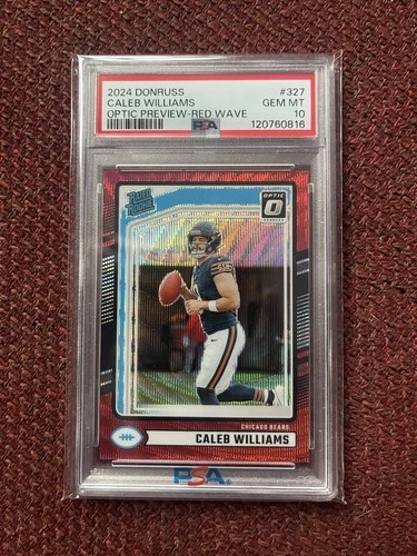 2024 Donruss - Rated Rookie Caleb Williams #327 Optic Preview Red Wave PSA 10