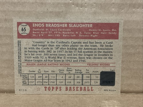 2001 Topps Team Topps Legends Autographs #TT36R Enos Slaughter 52 Auto - Picture 5 of 5