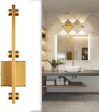Set of 2 3-Light Gold LED Bathroom Vanity Wall Sconce Lights