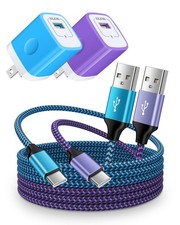 6 Ft USB-C Fast Charger Block for Samsung Galaxy S24, iPhone 15 Pro Max