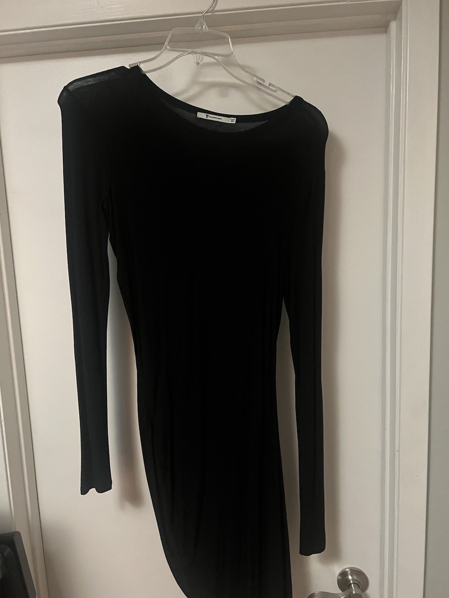 t by alexander wang long sleeve dress Bodycon Long Sleeve Scoop Neck Dress