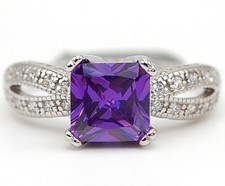 2CT Amethyst  Topaz 925 Solid Sterling Silver Ring Sz 7 UB2-3